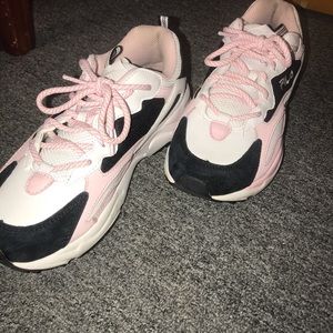 Black Pink and White Filas